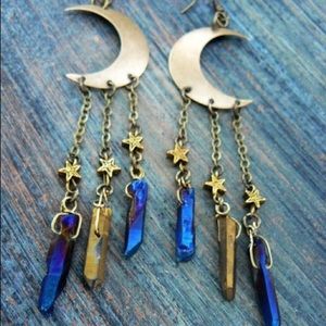 Crescent moon crystal earrings